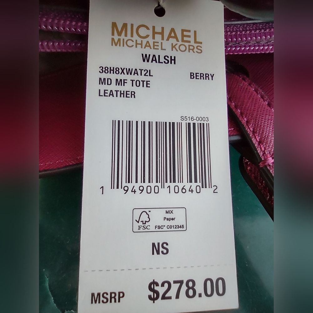 Michael Kors Walsh Berry Multifunctional Leather Medium Tote Purse New With Tags - Picture 16 of 16